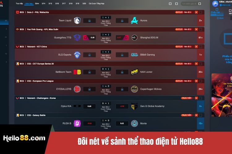 Đôi nét về sảnh thể thao điện tử Hello88